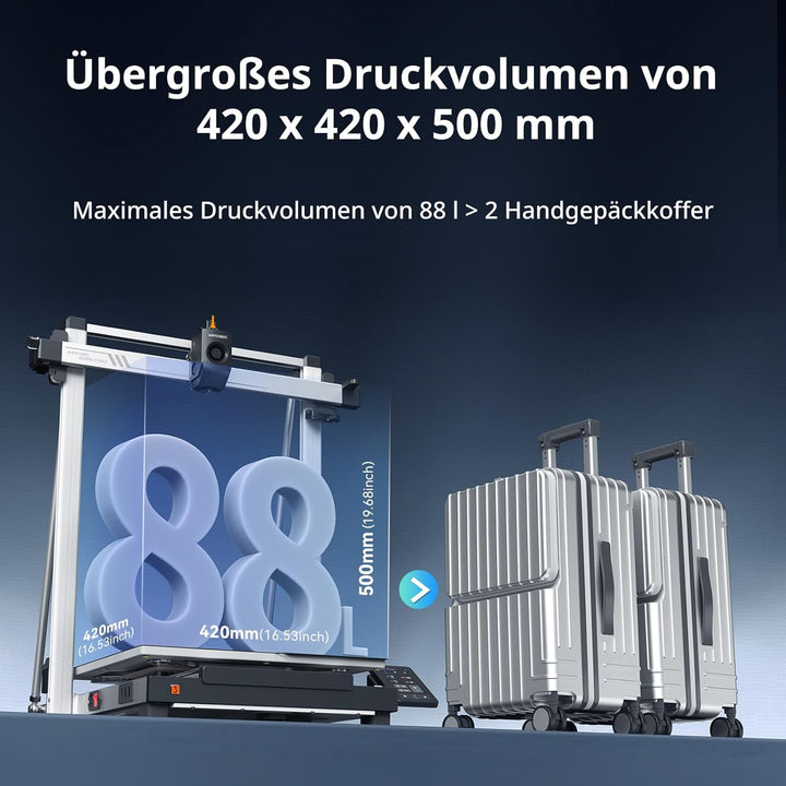 Anycubic Kobra 3 Max 3D-Drucker, 420x420x500mm Riesiger Druckgrösse, 600 mm/s Schnelles Drucken, Sta