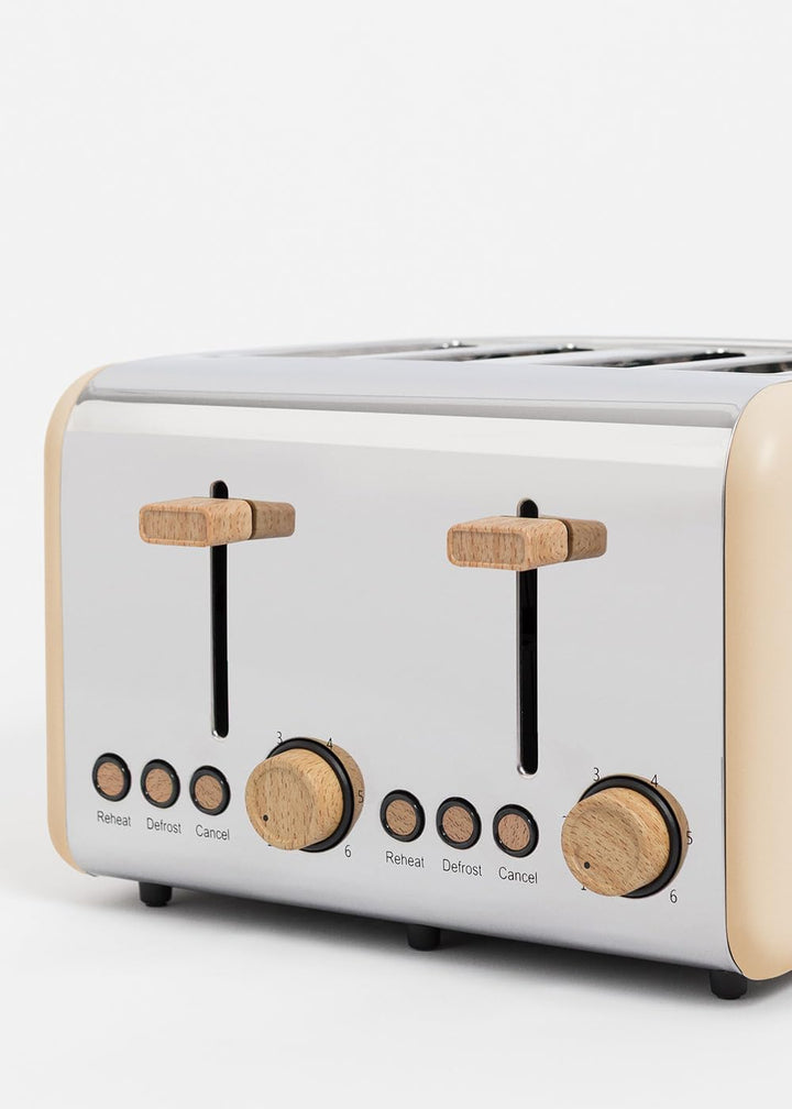 CREATE/TOAST RETRO DOUBLE/Toaster für breite Scheiben Sand/Krümelfach, 6 Leistungsstufen, Thermostat