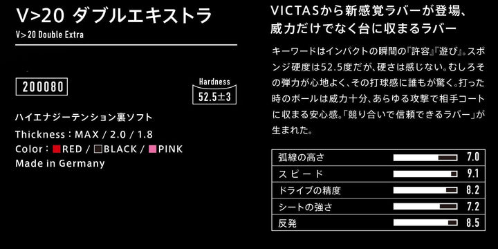 VICTAS Belag V > 20 Double Extra rot 2,0 mm, rot 2,0 mm