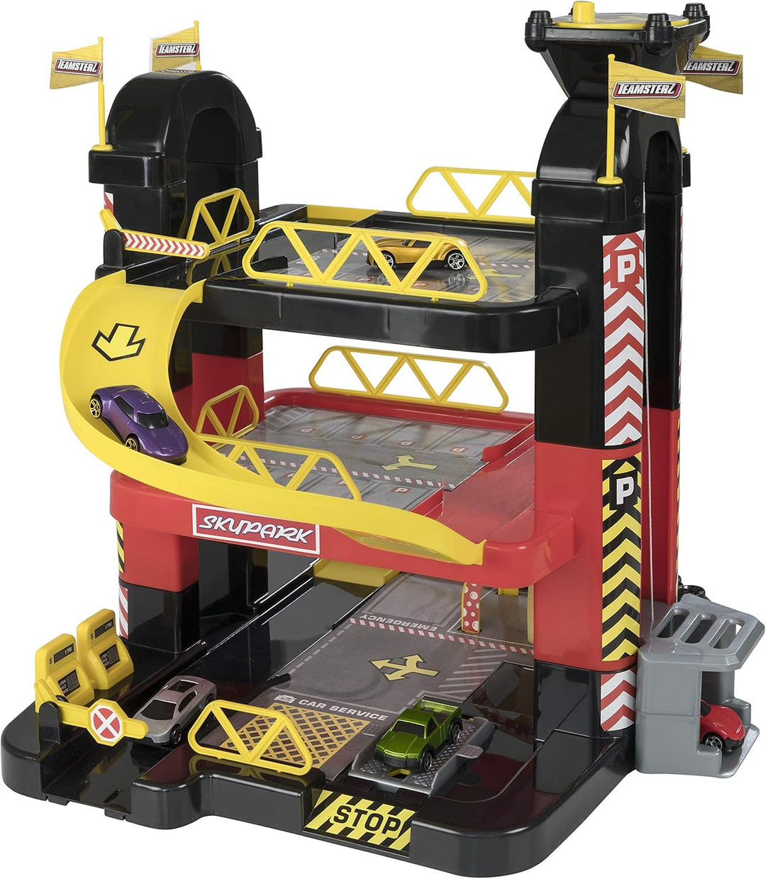 Teamsterz 1416475 3 Spielset 3-stöckiges Parkhaus mit 5 Autos, für 3–6 Jahre Level 3, Level 3