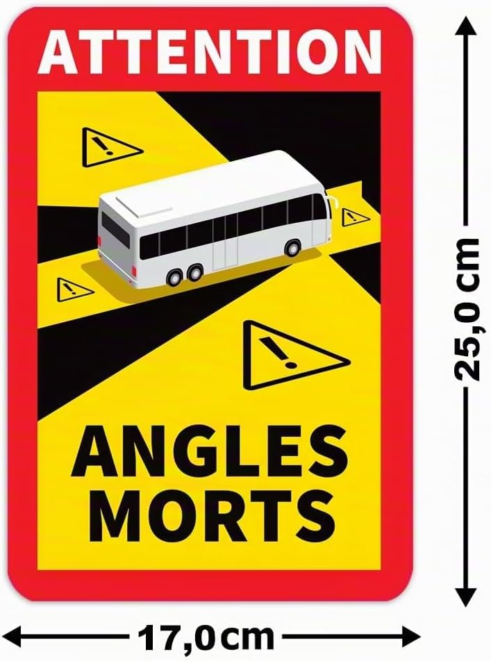 6 Stück Attention Angles Morts Magnetschilder 25 x 17 cm Magnet für BUs und Wohnwagen Warntafel Hinw