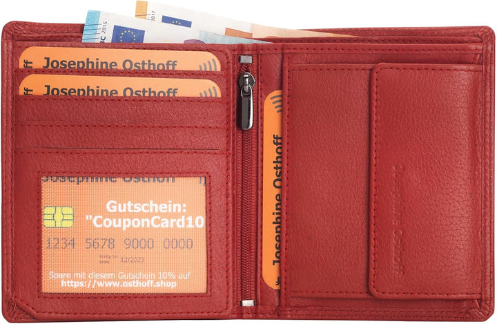 Josephine Osthoff MOOS Geldbörse echt Leder mit RFID Schutz, Farbe:Kirsche, Kirsche