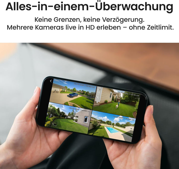 aosu T2 Ultra 4K UHD Überwachungskamera Aussen Solar Akku für Neue aosuBase, 6 Cam-Kit, TrueColor Na