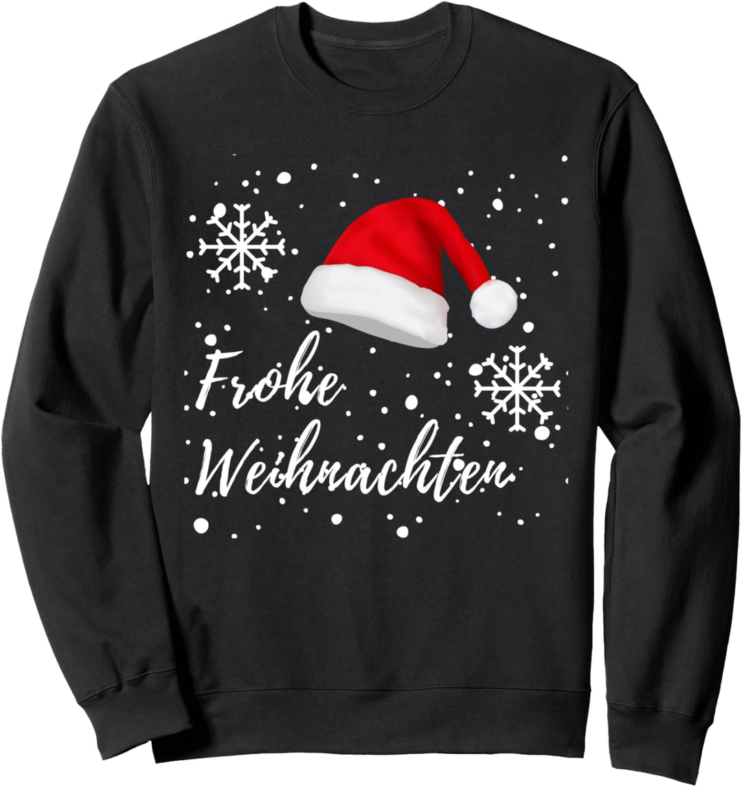 Frohe Weihnachten Schneeflocke mit roter Weihnachtsmütze Sweatshirt