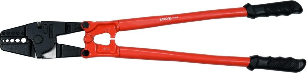 YATO Profi Presszange für Stahlseile 660mm, 5 unterschiedliche Pressgrössen 4,8/6,6/8,7/9,5/11,3 mm,