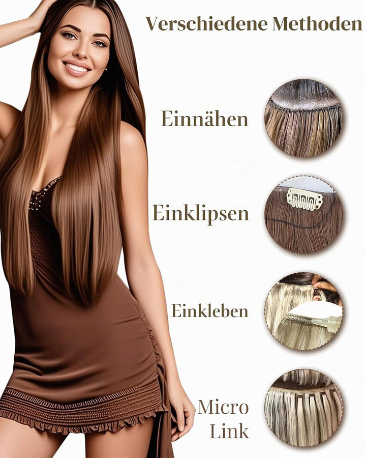 Hetto Extensions Tressen Echthaar Blond Highlight Tressen Extensions Echthaar Remy Extensions Tresse