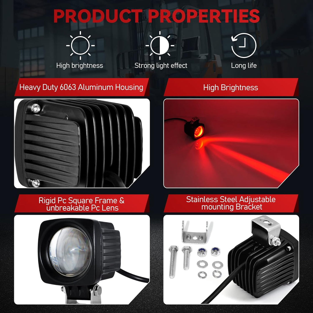 Dinfu 10W Led rot Gabelstapler Licht Warenhaus Sicherheitswarnleuchte 12-100V, Rot