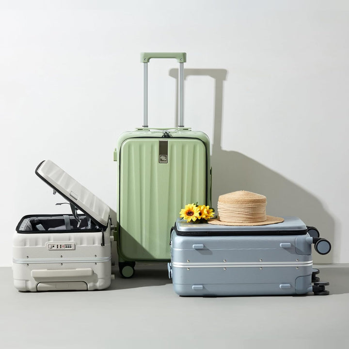 Hanke Handgepäck Koffer PC Hartschalenkoffer mit 360° Spinner Rädern Frontöffnung Reisekoffer Alumin