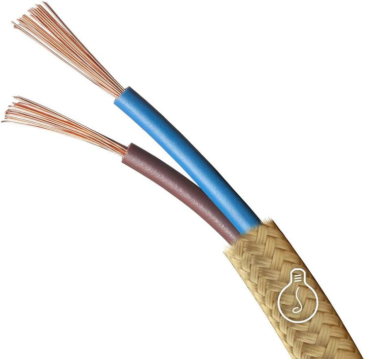 Amarcords - Textilkabel für Lampen JUTE, rund, Jute, 20 Meter, mit 2 Leiter 2x0,75 - Stoffkabel mit
