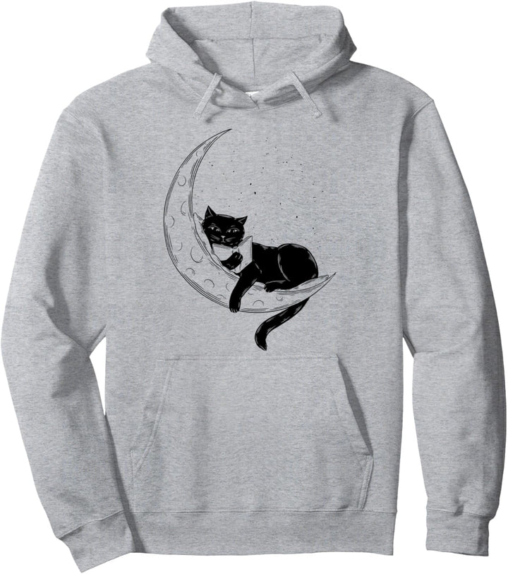 Black Cat Moon Lesebuch Pullover Hoodie