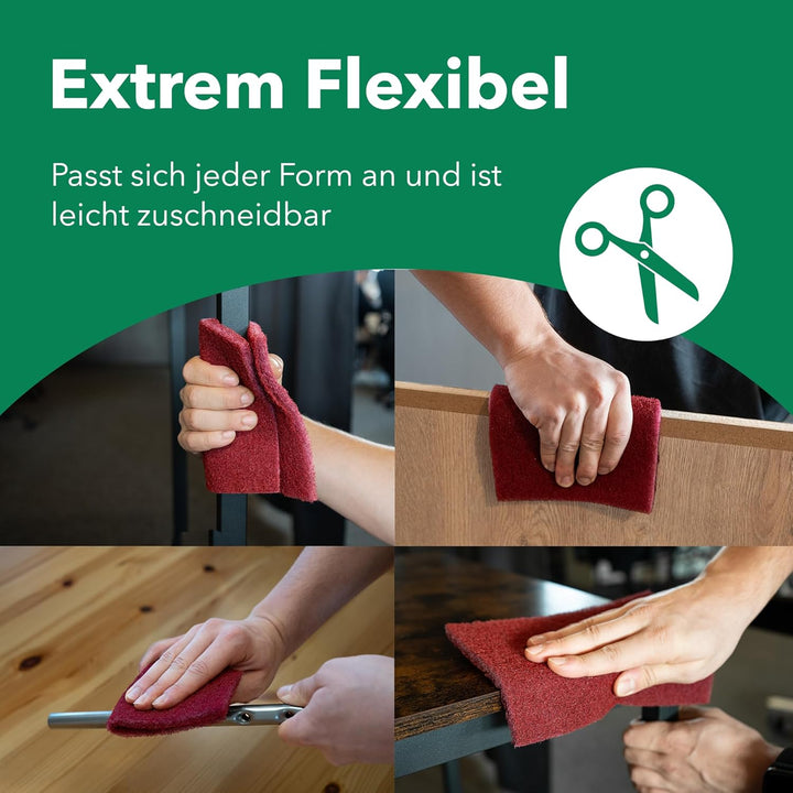 BISATEX® Schleifvlies 5er Set verschiedene Körnungen P100-800 - Langlebige &amp; zuschneidabre Schleifpa