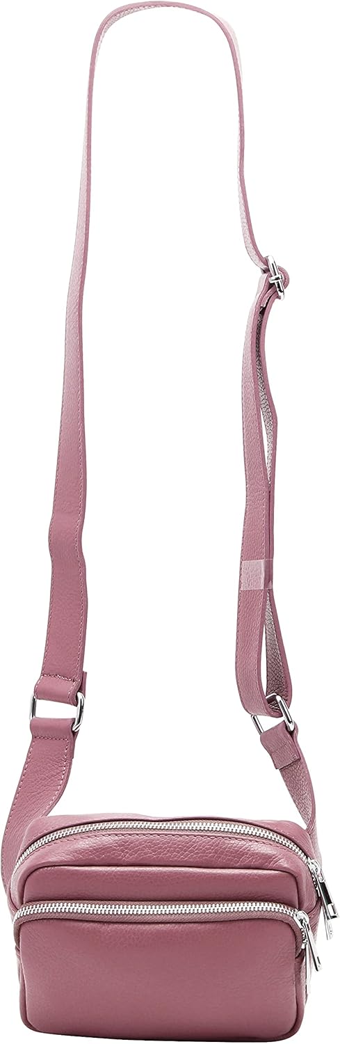 SH Leder echt Leder Hüfttasche Damen Herren Unisex Gürteltasche für Festival Reise Bauchtasche mitte
