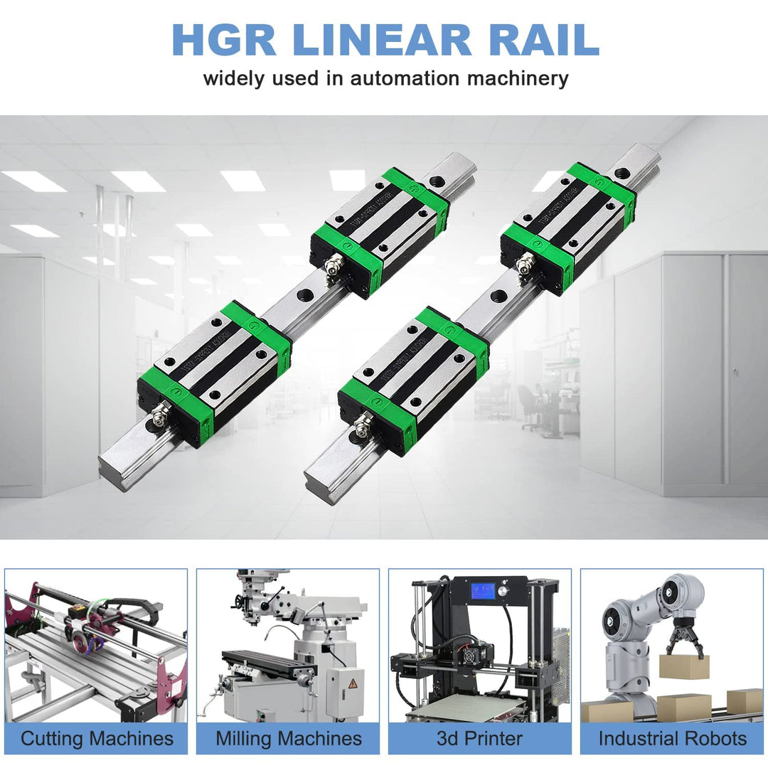 CNCMANS HGR25 Linearführung Set Linearschiene 2 Stücke HGR25-300mm Führungsschiene mit 4 Stück HGH25