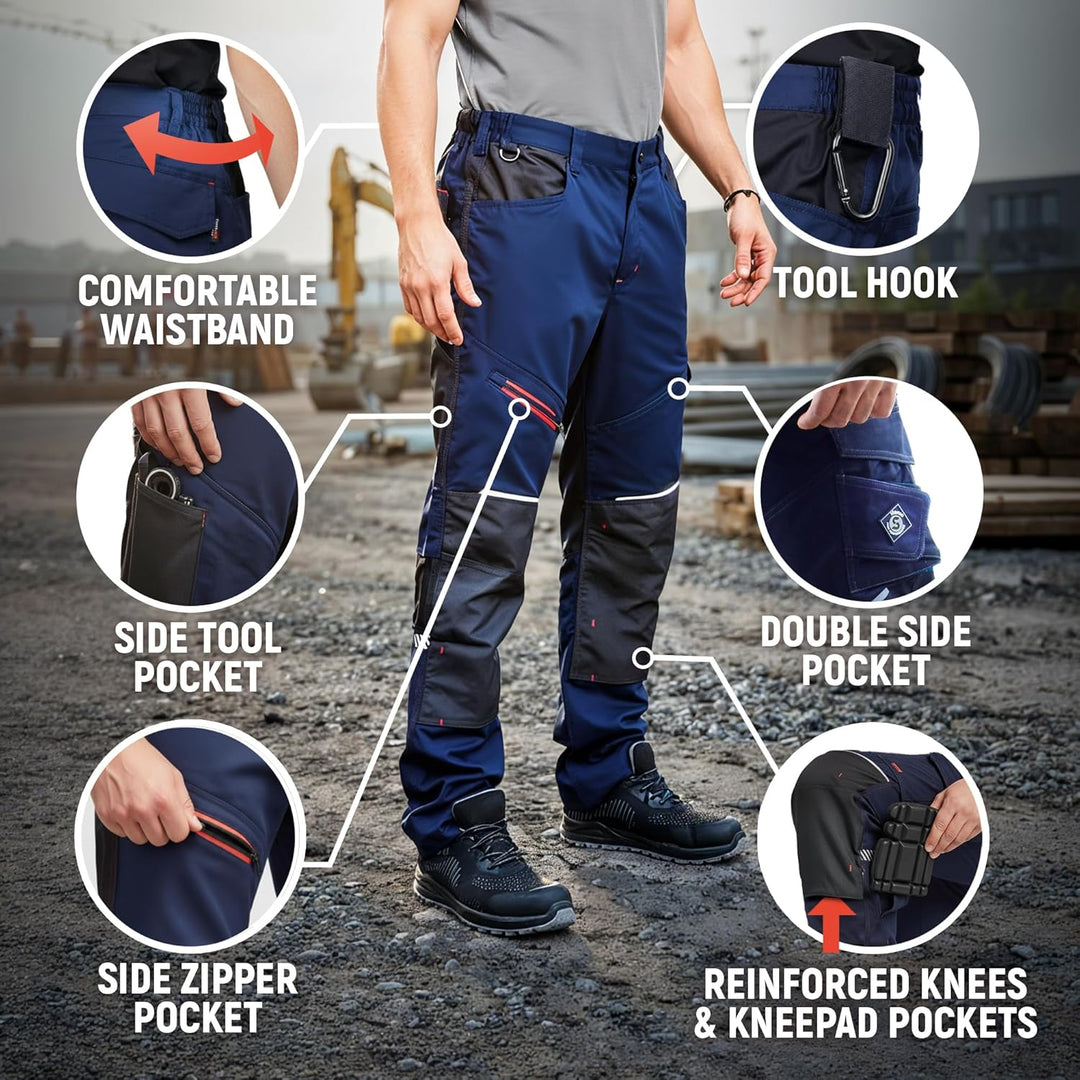 Stenso Revolt 4Stretch Arbeitshosen Männer Arbeitshose Herren mit Stretch, Verstärkten Knien, Cargot