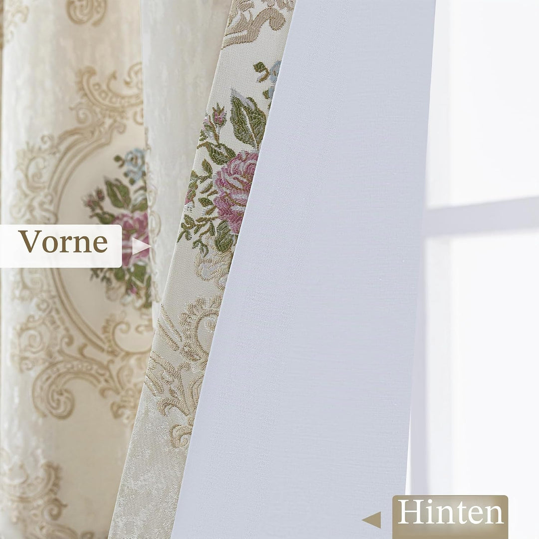 TOPLUXE Vorhänge für Fenster, Damastvorhänge 132x213cm für Schlafzimmer Wohnzimmer Küche, 2 Paneele