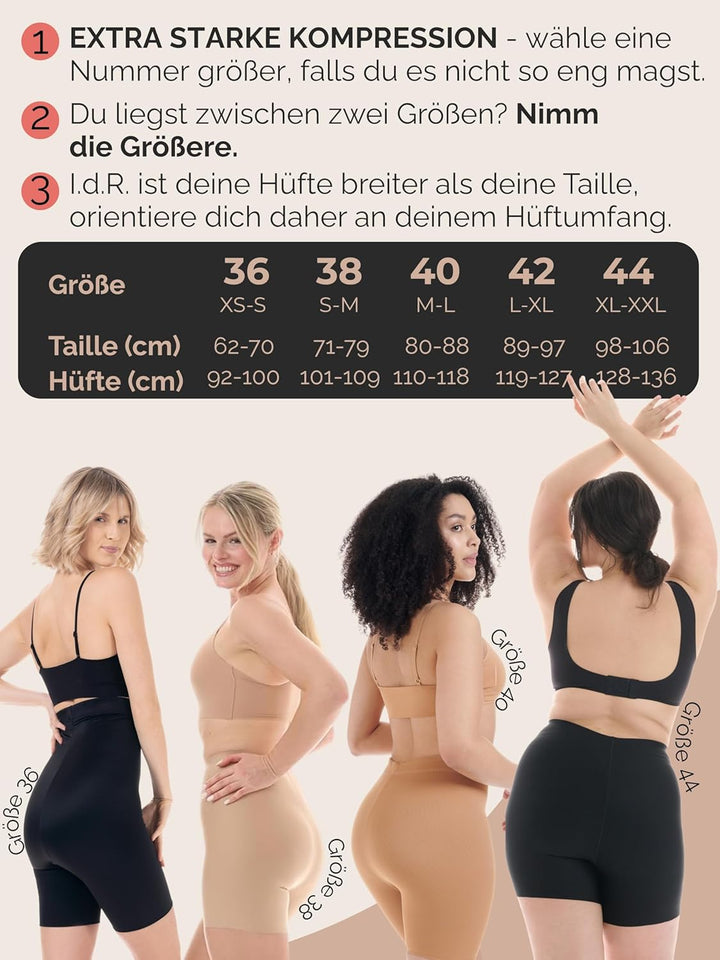 Shapewear Damen - Bauchweg Shaping-Miederhose - Mid Waist - extra stark-formend - Kompressionswäsche