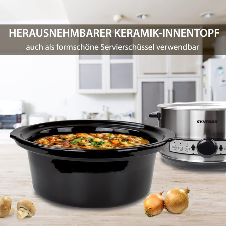 Syntrox Germany Slow Cooker Schongarer 3,5L mit Timer und Warmhaltefunktion - Leistung 200