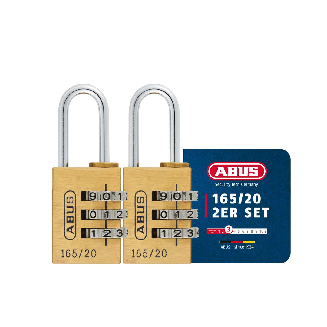 ABUS Zahlenschloss 165/20 - Vorhängeschloss aus Messing - mit individuell einstellbarem Zahlencode -