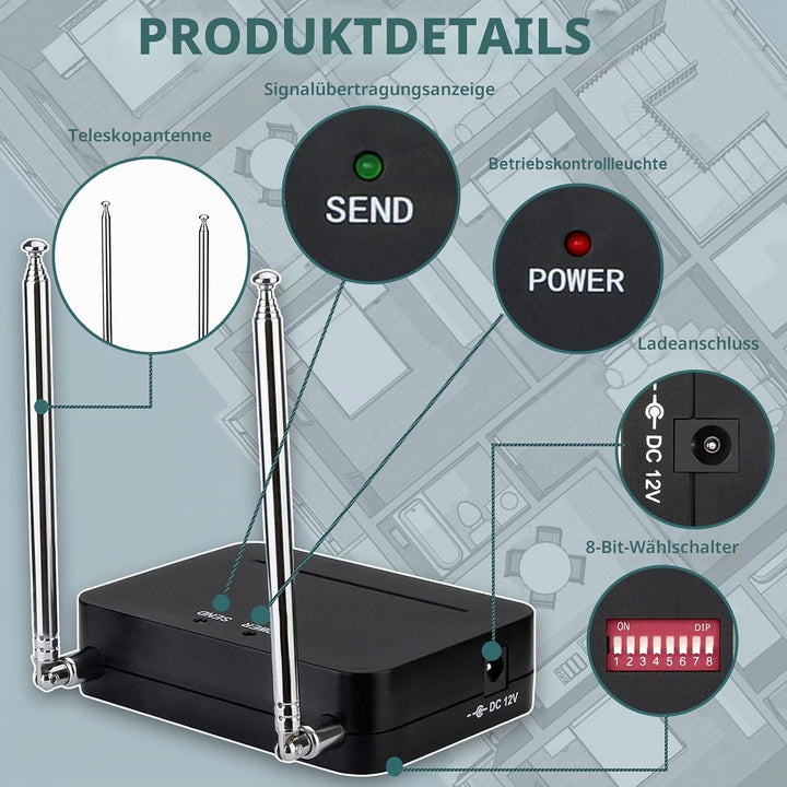 Retekess TD021 RF Wireless Repeater, Wireless Signal Booster, 1000m, Hohe Kompatibilität, Range Exte