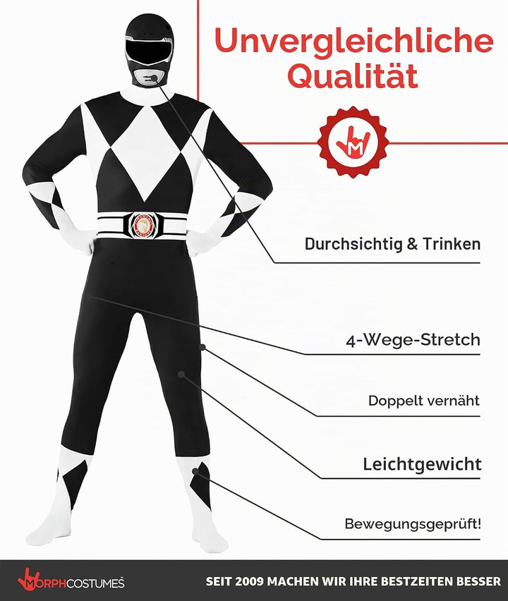 Morphsuits Power-Rangers-Kostüm Schwarz L, Schwarz L