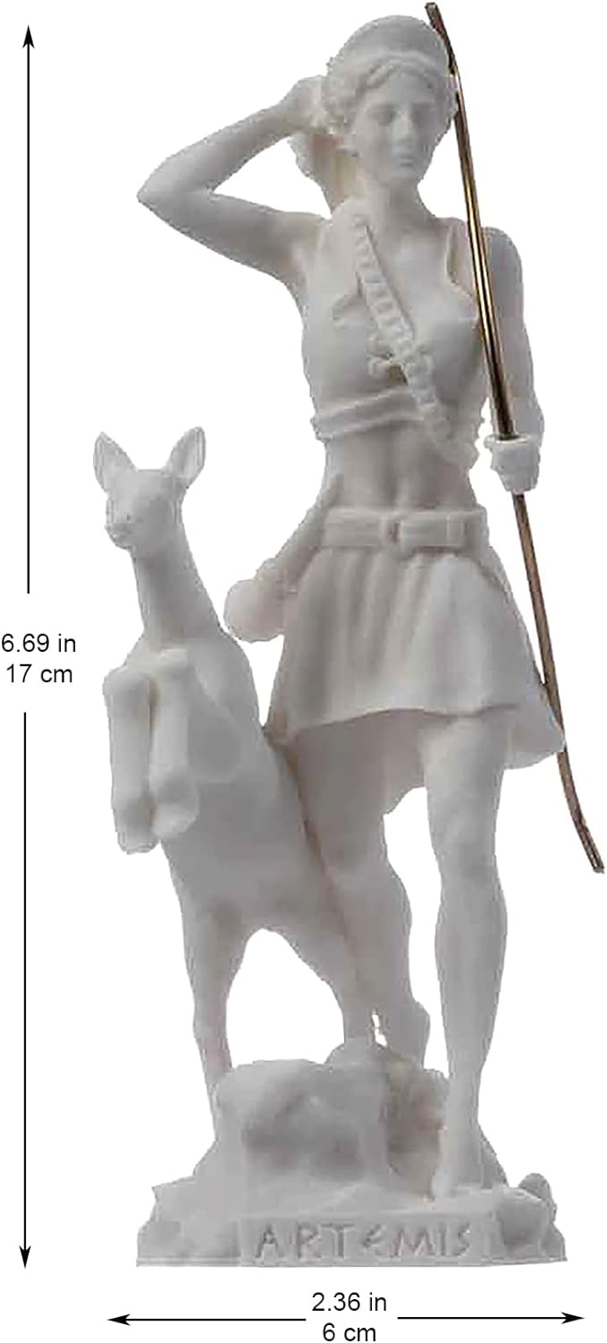 Göttin Artemis Diana Griechische Statue Natur Mond Alabaster 17 cm