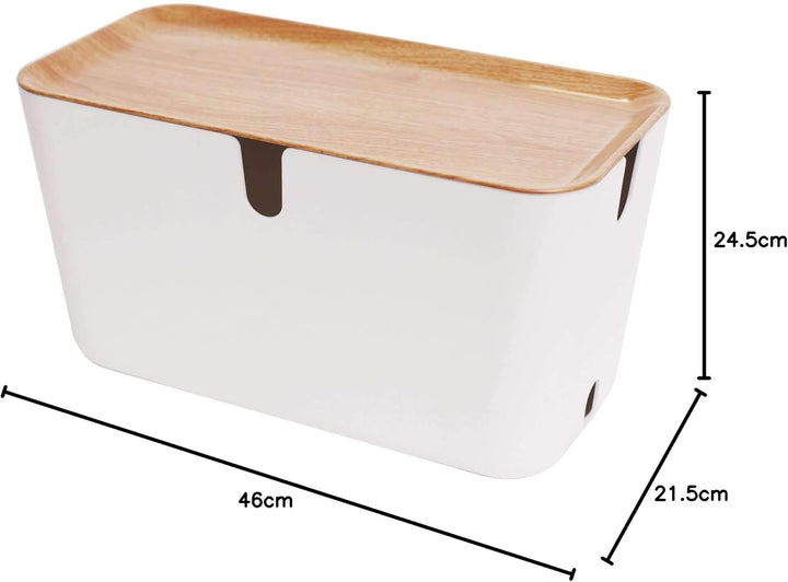 Bosign Kabelbox Hideaway XXL, Kunststoff, weiss, naturbraun, B 46 x T 21,5 x H 24,5 cm, Weiss, Natur