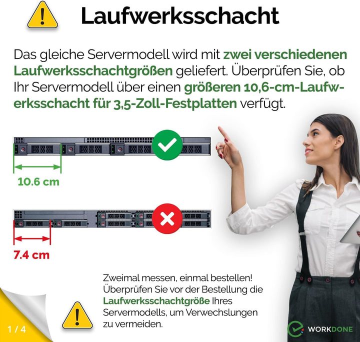 WORKDONE 12er-Pack - 3,5" Festplatten-Caddy - Kompatibel für Dell PowerEdge Server 14.-15. Gen. - mi