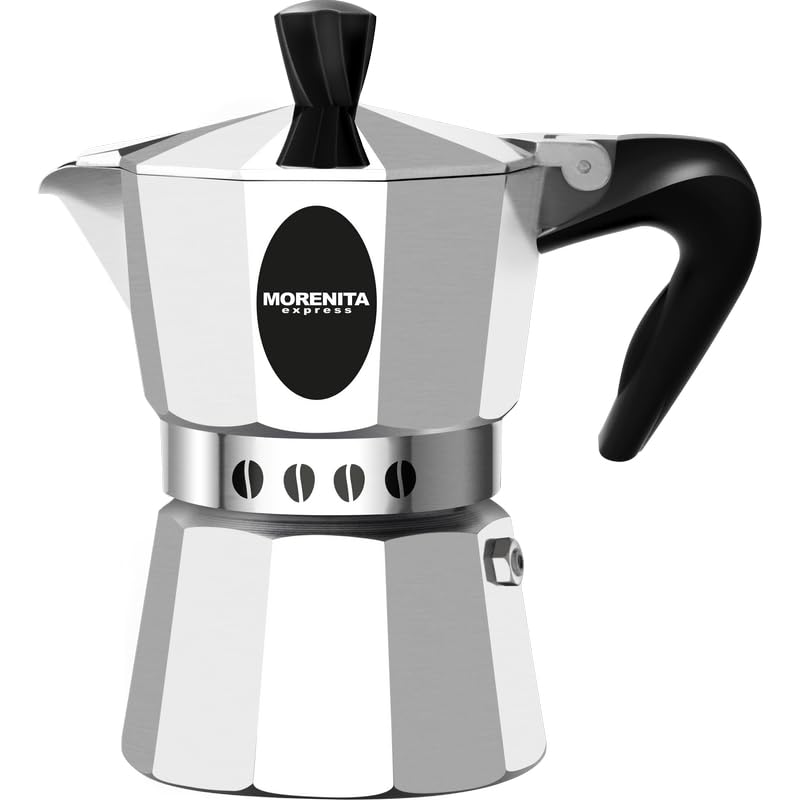 Bialetti Morenita Espressokocher aus Aluminium (6) 6 Silber / Schwarz, 6 Silber / Schwarz