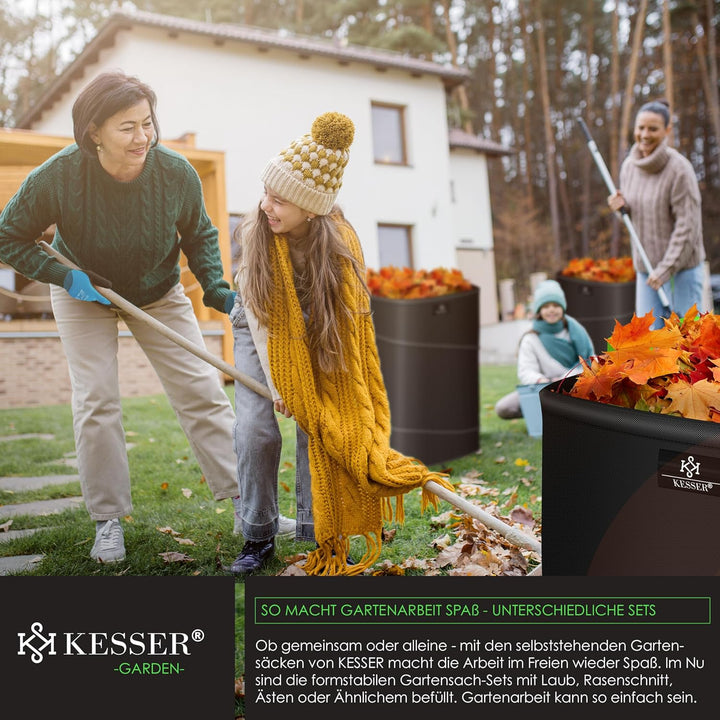 KESSER® Pop-Up-Gartensack 4x 219L Set Laubsack Gartenabfallsack inkl. Handschuhe | Selbststehend mit