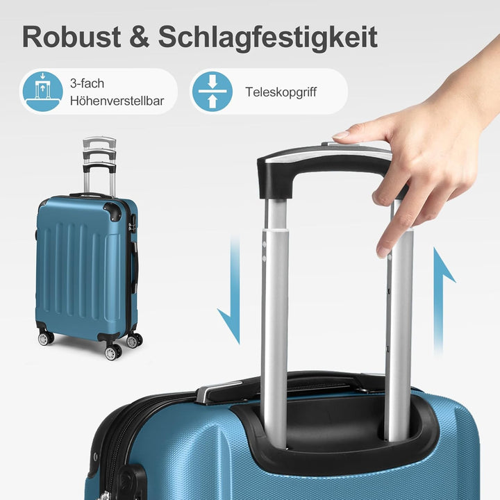 LEADZM Kofferset 4 teilig Hartschale, Koffer Set aus ABS, Reisekoffer mit Rollen Gross, Hartschalenk