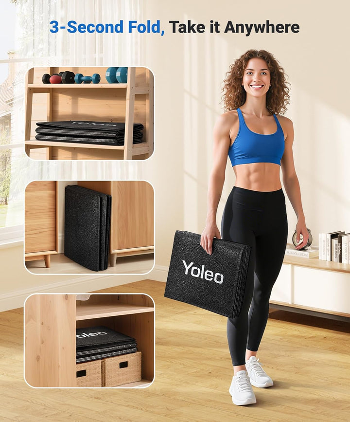 YOLEO Faltbare Laufbandmatte-160x75cm (1/4" dick) Rutschfester Fitnessstudio-Bodenschutz für Teppich