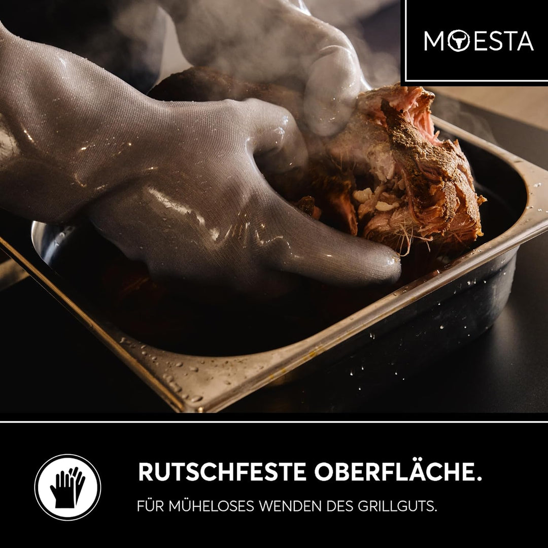 MOESTA-BBQ 20004 HeatPro Hitzehandschuhe - Ofen-Grillhandschuh aus Silikon - bis 350° Celsius hitzeb