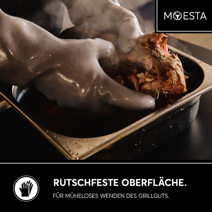 MOESTA-BBQ 20004 HeatPro Hitzehandschuhe - Ofen-Grillhandschuh aus Silikon - bis 350° Celsius hitzeb