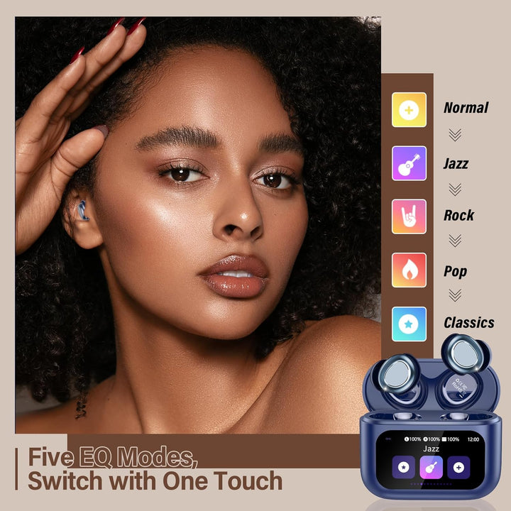 ZYHKON Bluetooth Kopfhörer, Bluetooth 5.4 Schlafkopfhörer In Ear mit Touchscreen, 48H Spielzeit Mini