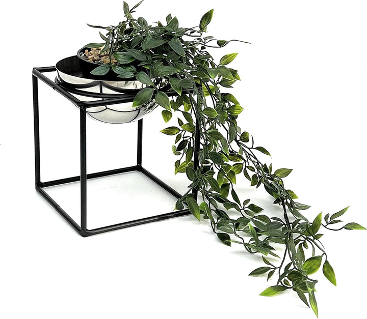 DanDiBo Blumenhocker Metall mit Topf Schwarz Silber 20-35 cm Blumenständer 96256 Blumensäule Modern