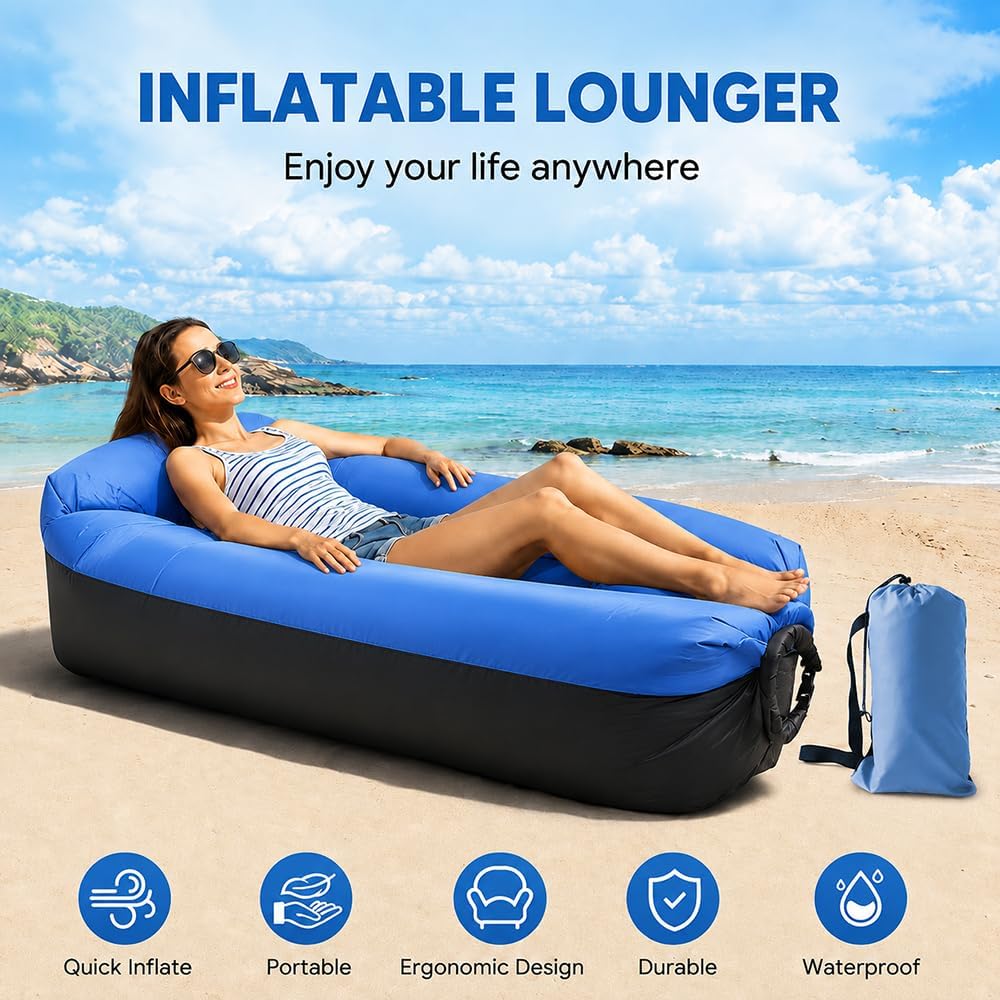 Aufblasbares Sofa, Camping Sofa Aufblasbar, Tragbares Luft Sitzsack mit Aufbewahrungstasche, Air Lou