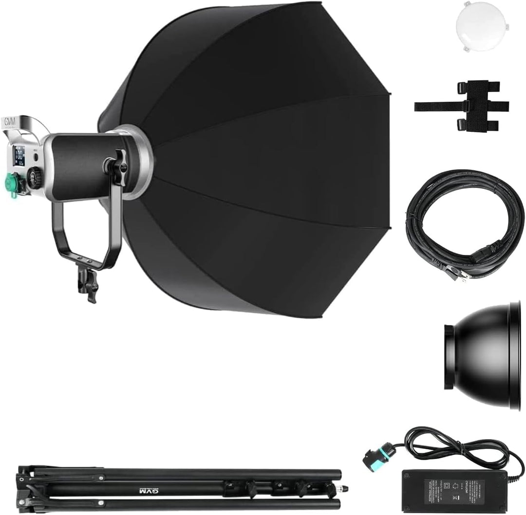 GVM 200W LED Videoleuchte mit Softbox, Bowens 3200K-5600K LED videolicht mit Stativ, APP und DMX Ste