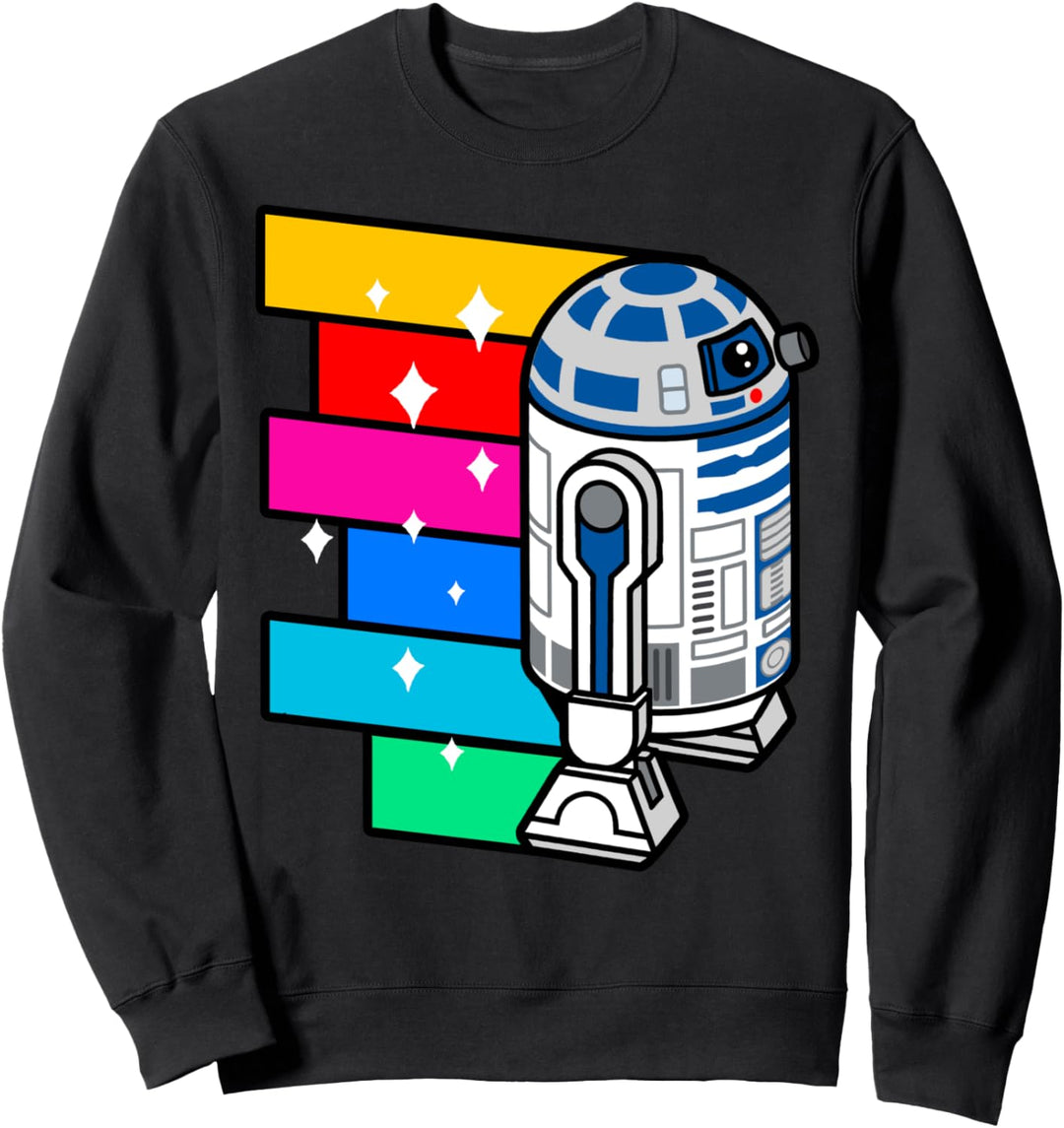 Star Wars R2-D2 Rainbow Stripes &amp; Stars Poster Sweatshirt
