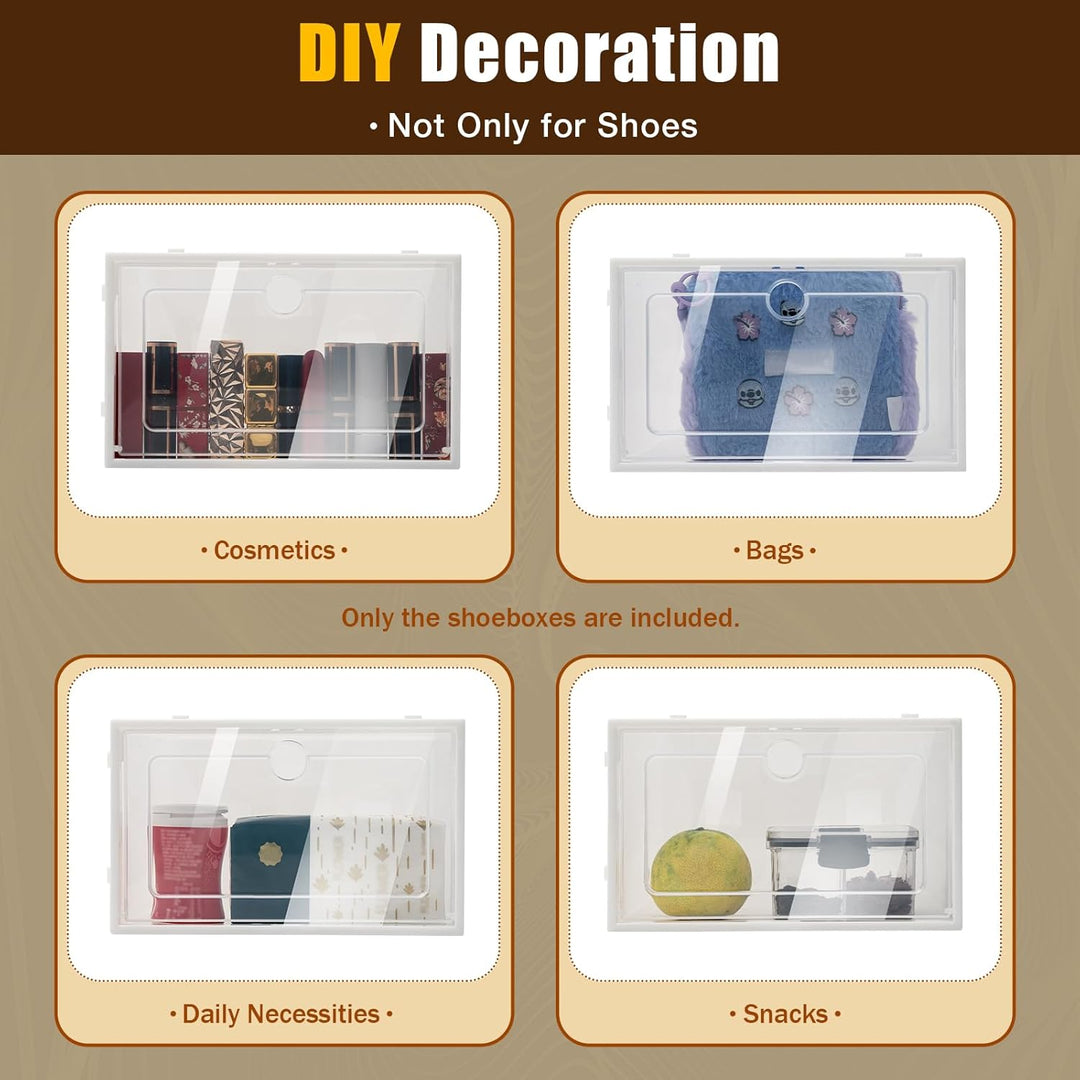 24 Stk Schuhboxen Transparent Schuhbox Stapelbar Schuh-Organizer mit Tür Schuhe Aufbewahrungsboxen P