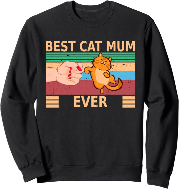 Best Cat Mom Ever Beste Katzenmama Katzengesicht Retro Katze Sweatshirt