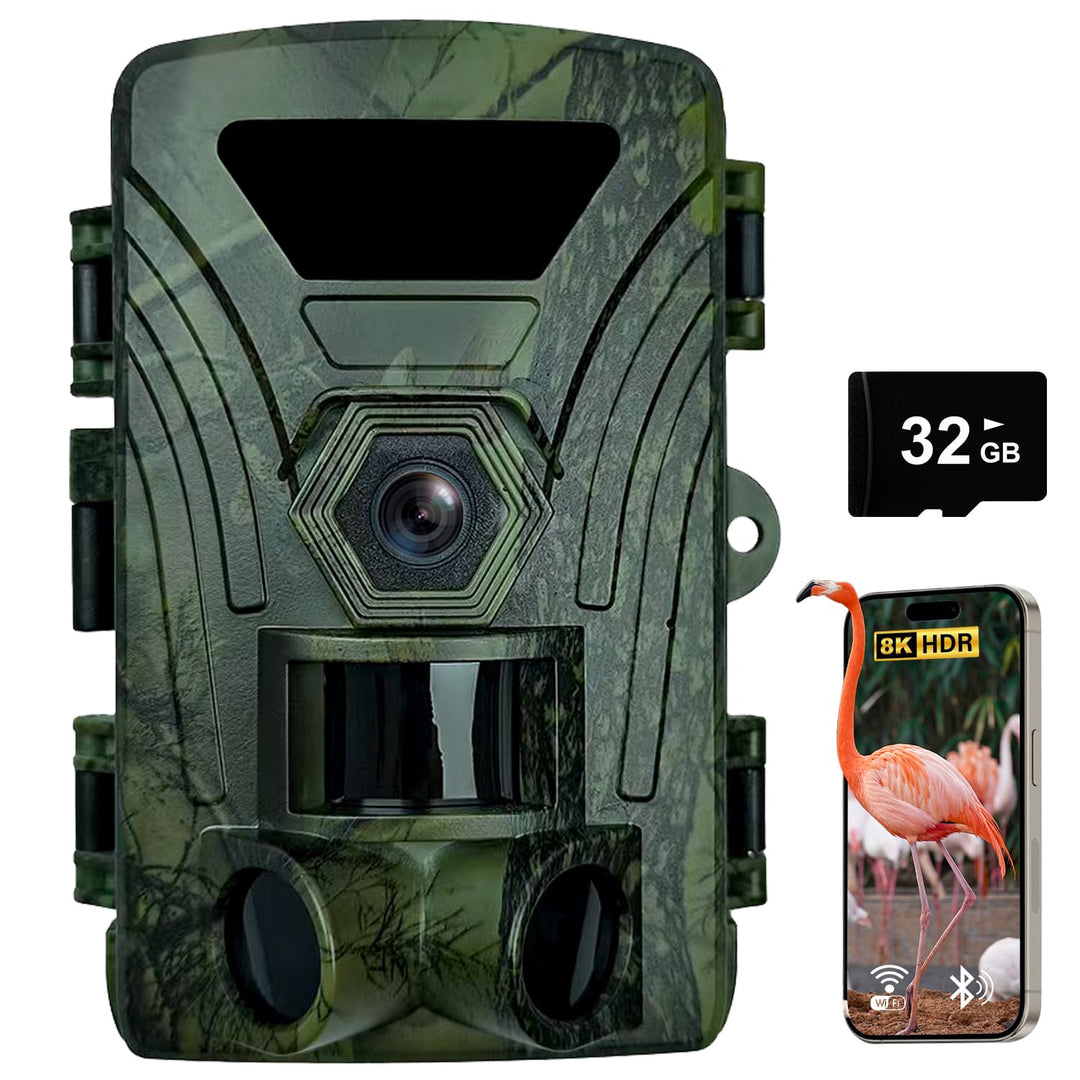 Wildkamera, 8K Wildtierkamera WLAN mit 32G Speicherkarte 60MP Wildcamera mit Handyübertragung APP, B
