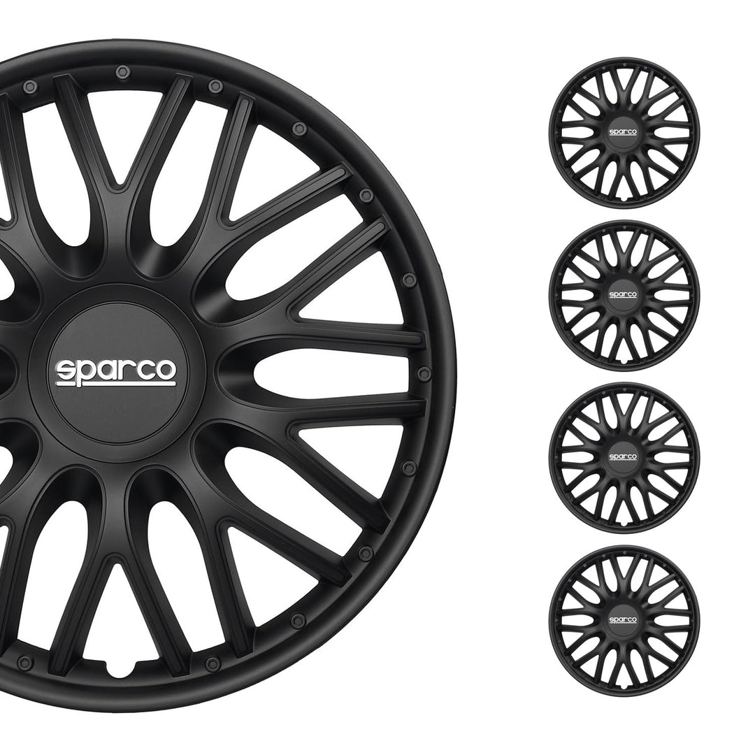 Sparco SPC1696BK Wheel Trims Rome Black, Set of 4, 16-Inch ROMA 16 zoll SCHWARZ, ROMA 16 zoll SCHWAR
