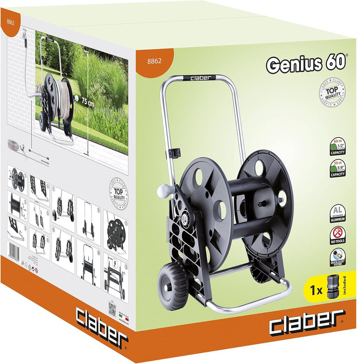 Claber 52441 60 8862 Genius Schlauchtrommel, schwarz