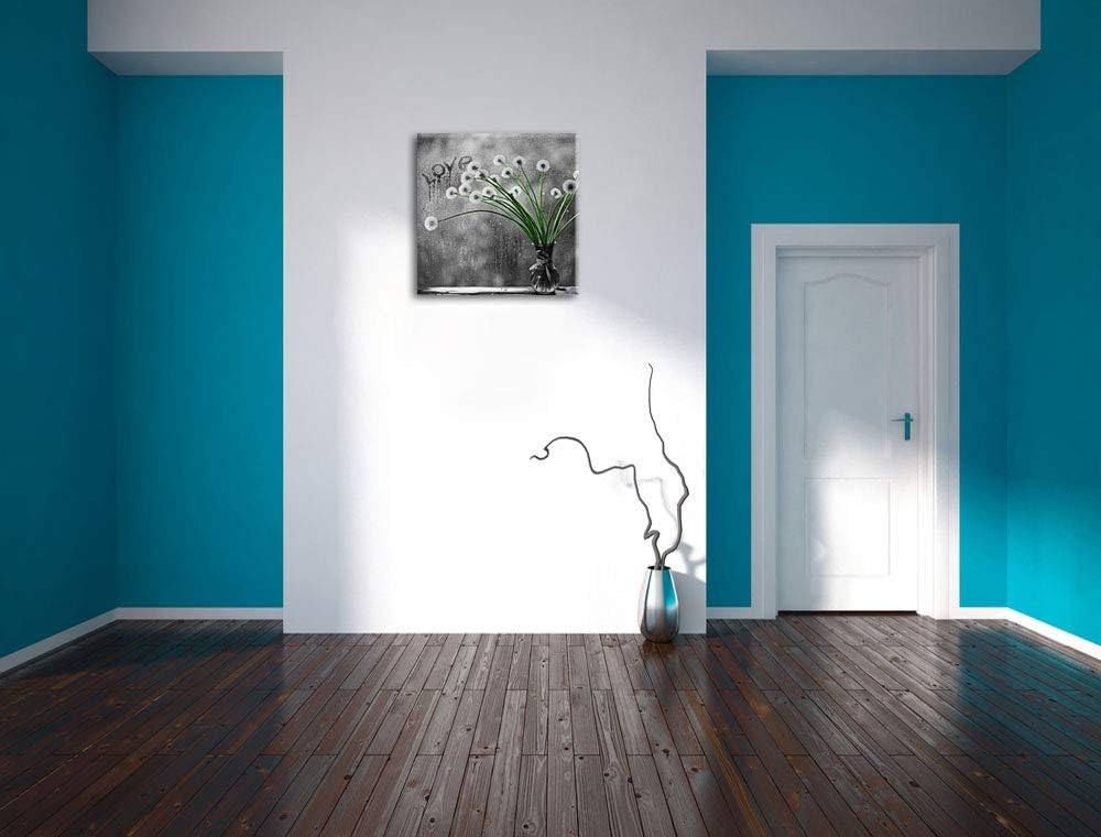 Pixxprint Pusteblumen bei Regen als Leinwandbild/Grösse: 70x70 cm/Wandbild/Kunstdruck/fertig bespann