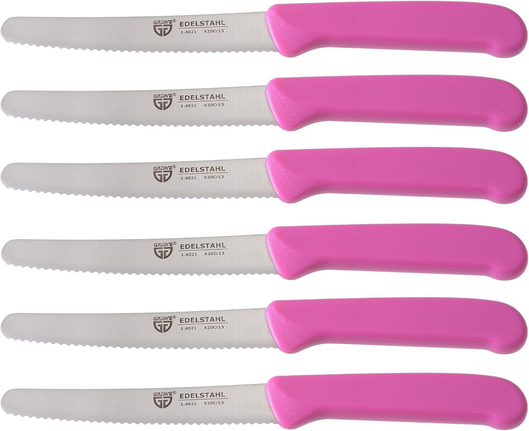 GRÄWE Magnet-Messerhalter Bambus mit Brötchenmessern pink Pink 6er Messerset inkl. Messerblock, Pink