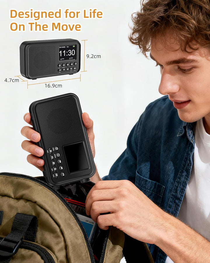 Tragbares DAB+ Radio mit Bluetooth, UKW/DAB Digitalradio mit 2,4" Farbdisplay, 80 Senderspeicher, 30
