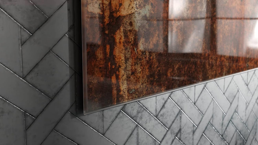ALLboards Glas Magnettafel Rost Korrosion Gitter Ablagerung Rostfarbe 60x40cm Glasbild Memoboard aus