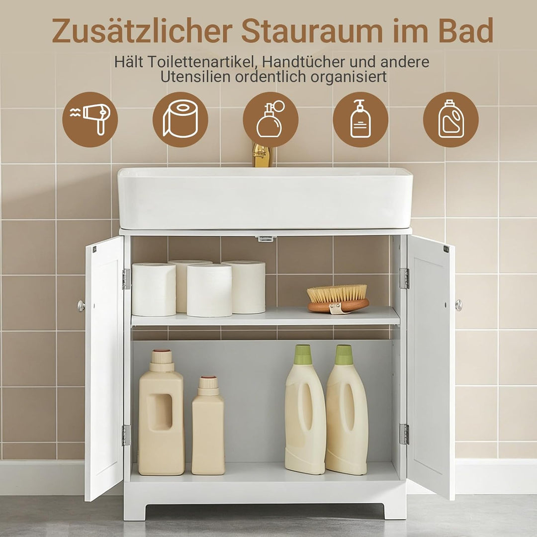 SoBuy BZR18-W Waschbeckenunterschrank Badschrank Waschtisch Unterschrank Badmöbel weiss BHT ca: 60x6