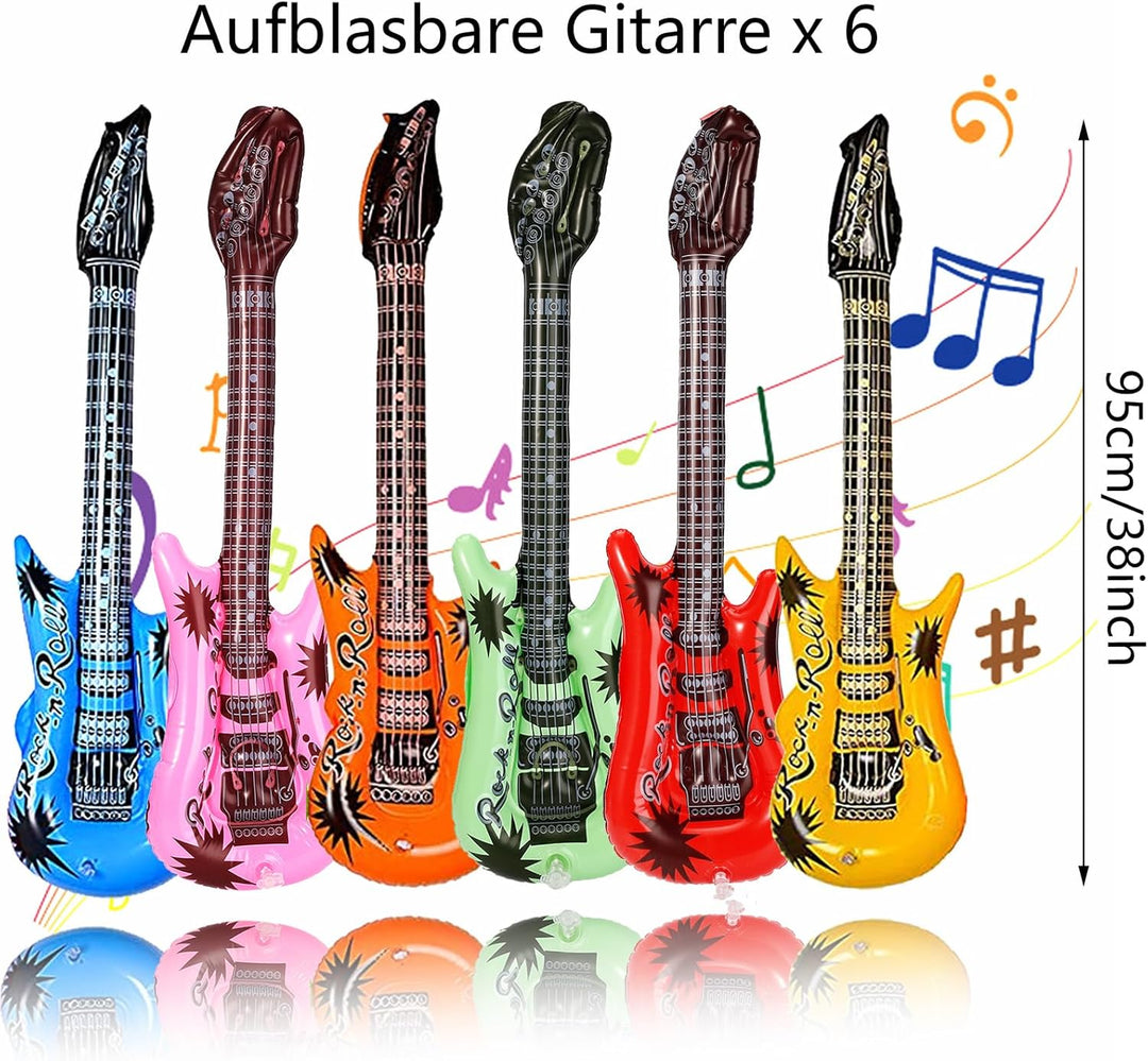 smilixin 22 Stück Aufblasbare Instrumente Spielzeug Set,Buntes Aufblasbare Gitarre Aufblasbares Saxo