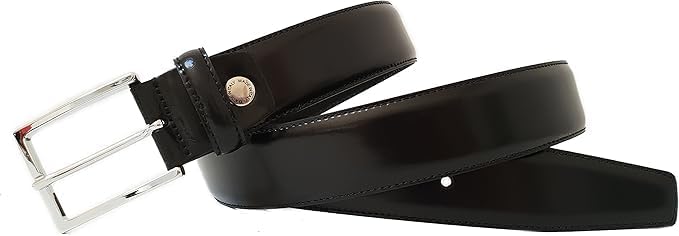 Herren Gürtel aus echtem schwarzem Leder - Elegant glänzender Style für Männer 35mm 90cm Taille - 10